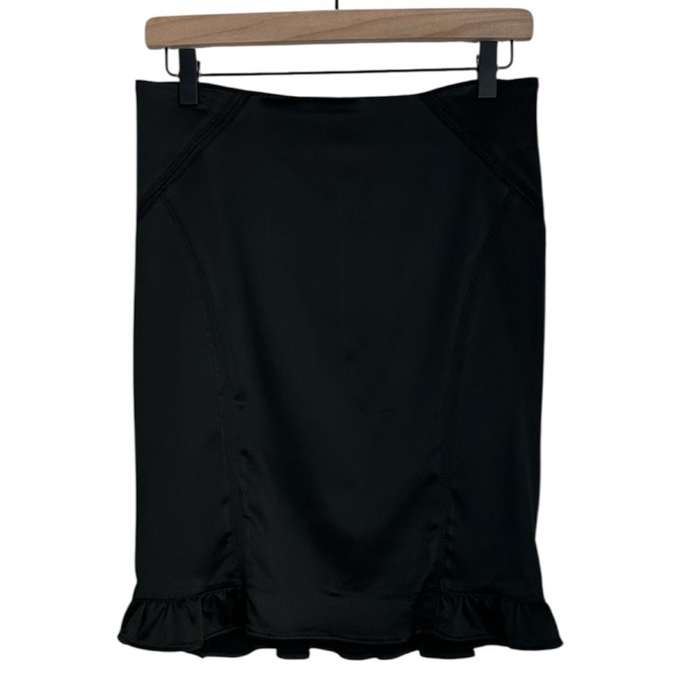 Y2K Bebe Black Ruffle Hem Skirt – Size 6, Made in USA, Vintage Clubwear